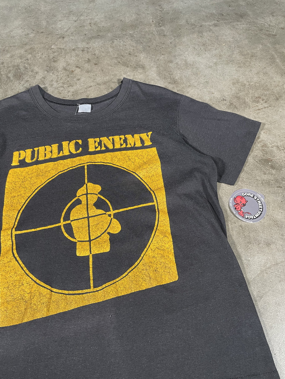 Vintage Faded 80s Public Enemy Big Print Tee XL 21x27